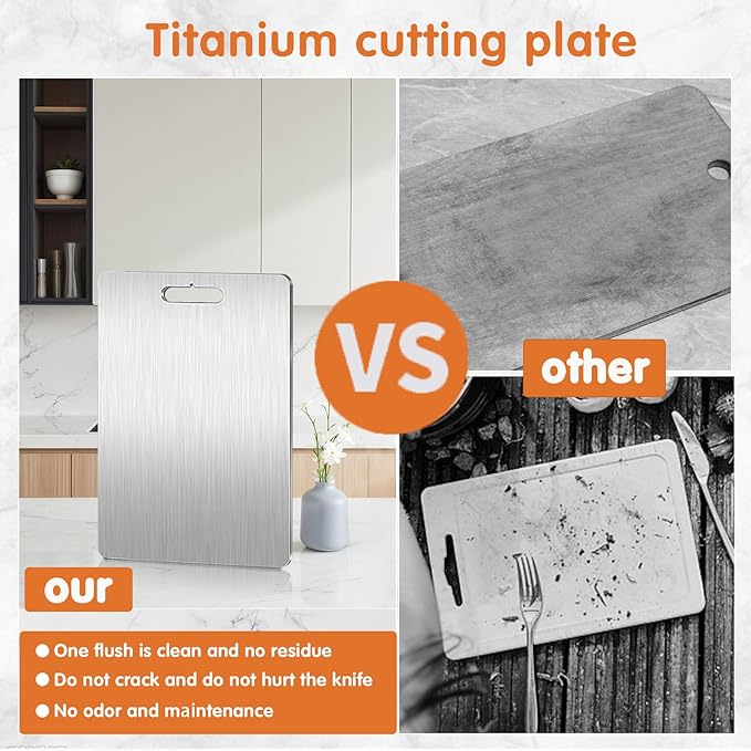 WOCHANTRI Titanium Cutting Board,Cutting Boards for Kitchen,Dishwasher Safe, Double-Sided, Suitable for Fruits, Vegetables, Meat, Outdoor, Housewarming Gifts, Etc(13.4″x9.1″)