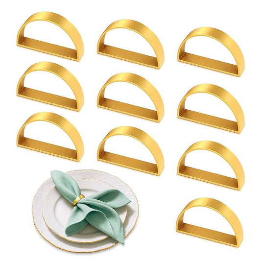 Set of 10 Gold Napkin Rings – Easter Napkin Rings | Durable, Reusable, Rust-Resistant | Modern Semicircle Design for Elegant Table Decor, Weddings, Dinner Parties, Holidays, Daily Use & Gift Giving