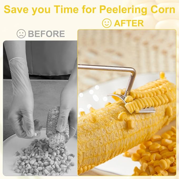 Long Handle Stainless Steel Corn Peeler,Easy Clean Corn on the Cob Remover for Home Kitchen and Outdoor Dining