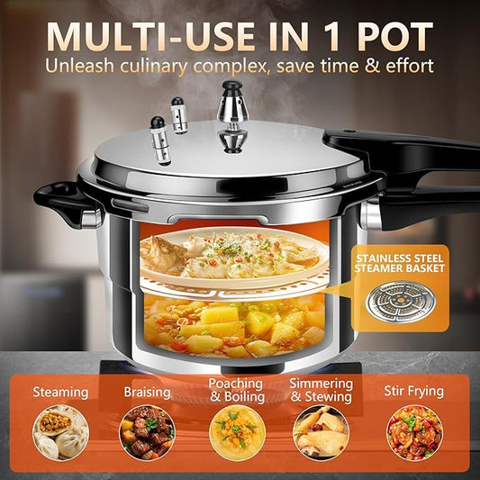 Pressure Cooker 8 qt+ Aluminum, ollas de presión para cocinar pressure cooker 8 qt All Stovetops Induction Compatible Thickened Pressure Cooker with Spring