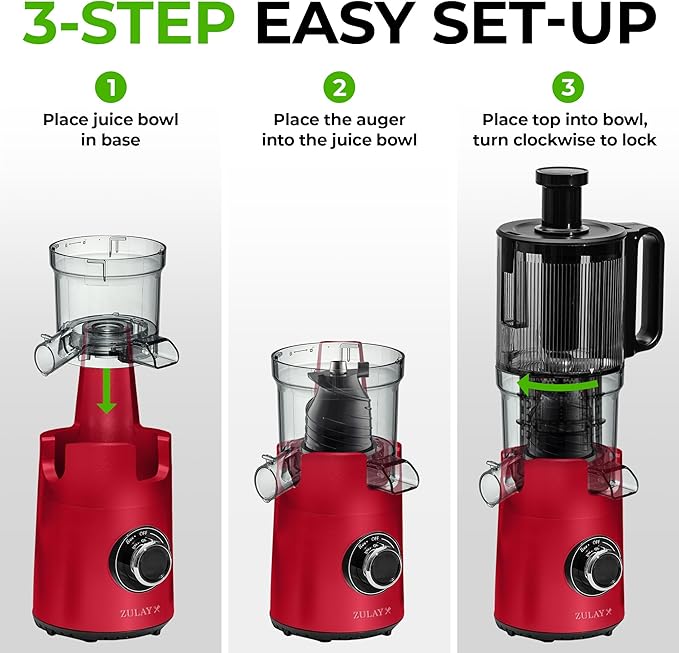 Zulay Cold Press Juicer, 5.5" Chute, Slow Masticating Juicer Machine for High Juice Yield, Easy to Clean Stainless Steel Blades for juicing Whole Fruits & Vegetables "extractor de jugos y vegetales"