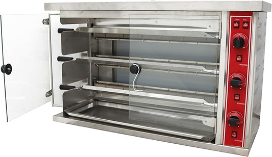 TECHTONGDA Gas Convection Toaster Ovens Commercial Air Fryer Automatic Rotary Grill 122℉-572℉ for Sheep Chicken 3 Layer