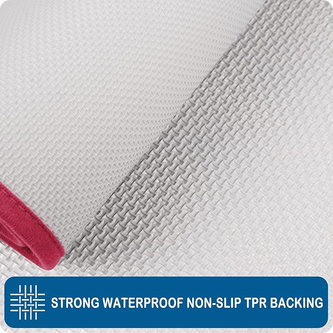 PURRUGS Machine Washable Kitchen Rug 32" x 47", Non-Slip/Skid Kitchen Runner Rugs & Floor Mats, Super Absorbent Soft Standing Mats for Kitchen, Sink & Laundry, Burgundy Red