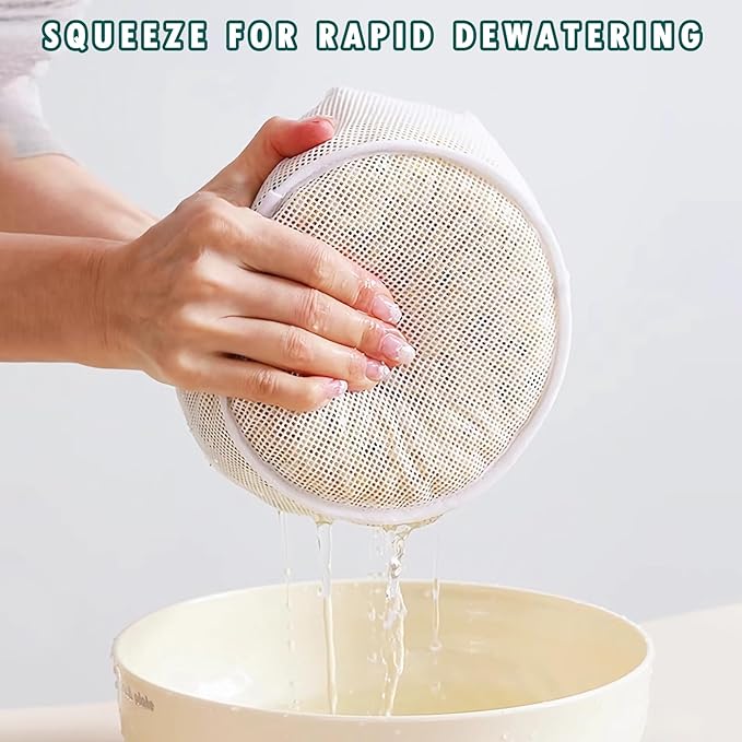 Dayinkes 2PCS Food Grade Silicone Cheese Cloths for Straining, 9.85" Wide Mouth Nut Milk Bag, Reusable Strainer Bag with Fine Mesh Mesh, For Straining Soy Milk, Nut Milk, Yogurt, Celery Juice, Juice