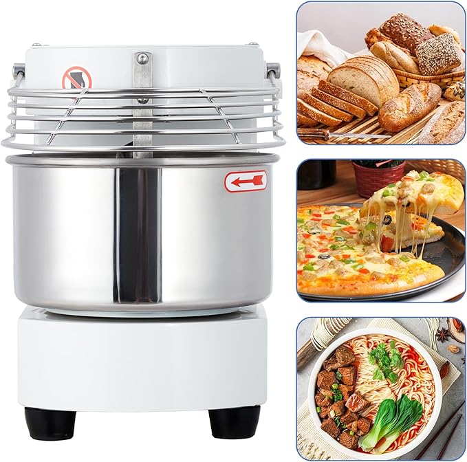 GarveeTech Commercial Food Mixer, 10.5 Qt Touch Screen Dough Mixer Machine with Timer, Security Shield, 650W Dual Rotating Dough Kneading Machine Food-grade Stainless Steel Bowl for Restaurant Bakery