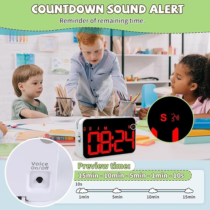 Kitchen Digital Timer, Count Down Up, Rechargeable, Vibration Mode Adjustable Volume and Brightness LED Display, Time Management Cook, Desk, Kids Adults Study Teaching, Kitchen Gadgets Red-1