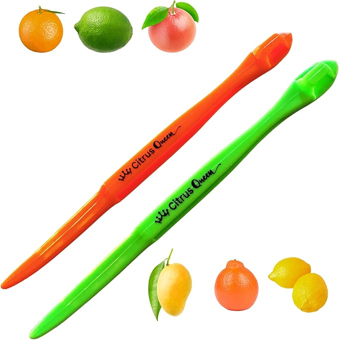 Citrus Queen Green Orange Citrus Peeler 2-Pack - Mixed Color Starter Set for Cocktails & Kitchen Use