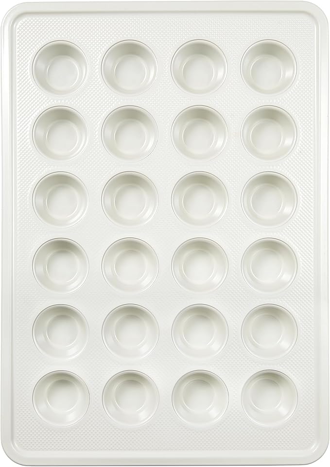 HONGBAKE 24 Cup Nonstick Ceramic Mini Muffin Pan, Non-toxic Mini Cupcake Pans, Muffin tin for Baking, Heavy-duty Aluminized Steel Cupcake Tray with Diamond Texture, Easy To Clean, Cream