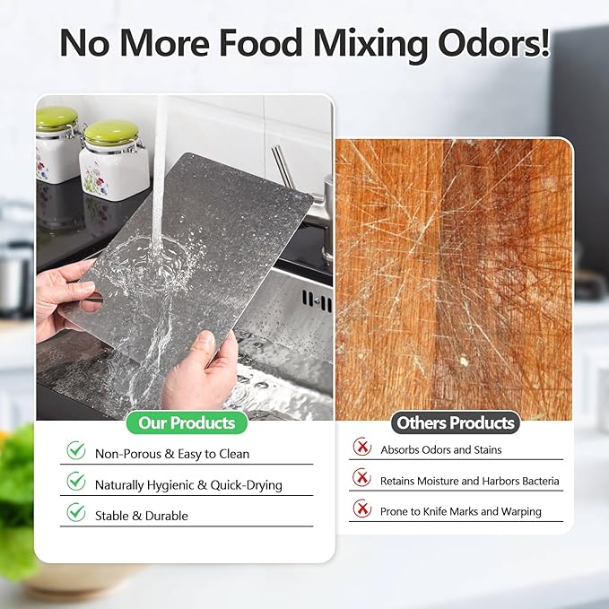 SUREWIN 100% Pure Titanium Cutting Board - Lifetime Knife Protection, Stop Microplastics, Dishwasher-Safe & Warp-Proof (12x8 Inch)