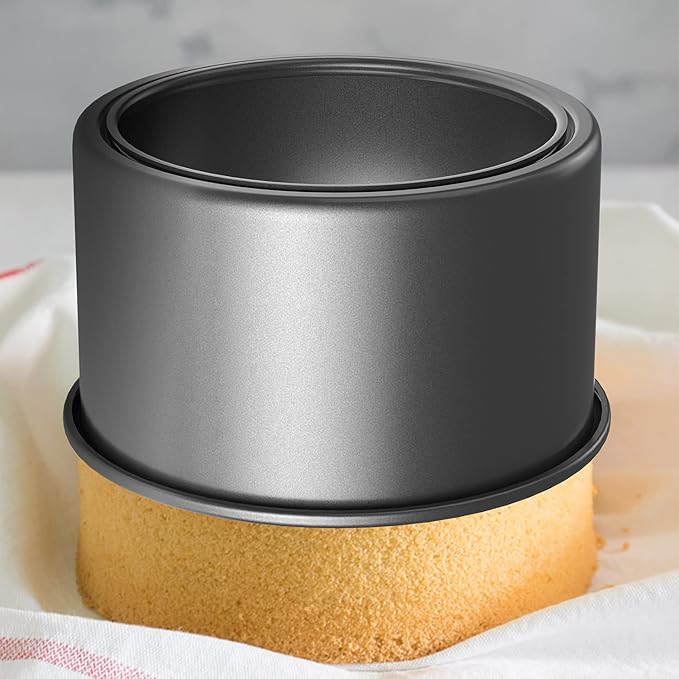 CHEFMADE Bakeware Round Cake Pan, 6-Inch with Removable Loose Bottom Quick Release Coating Chiffon Bakeware for Oven and Instant Pot Baking (Black)