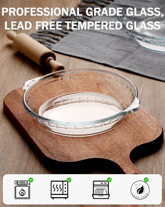 ZYER Mini Pie Plate 11.6oz Tart Pan Easy Grab Glass Pie Pan for Single Serving Pie Dish for Baking, 6.5 Inch