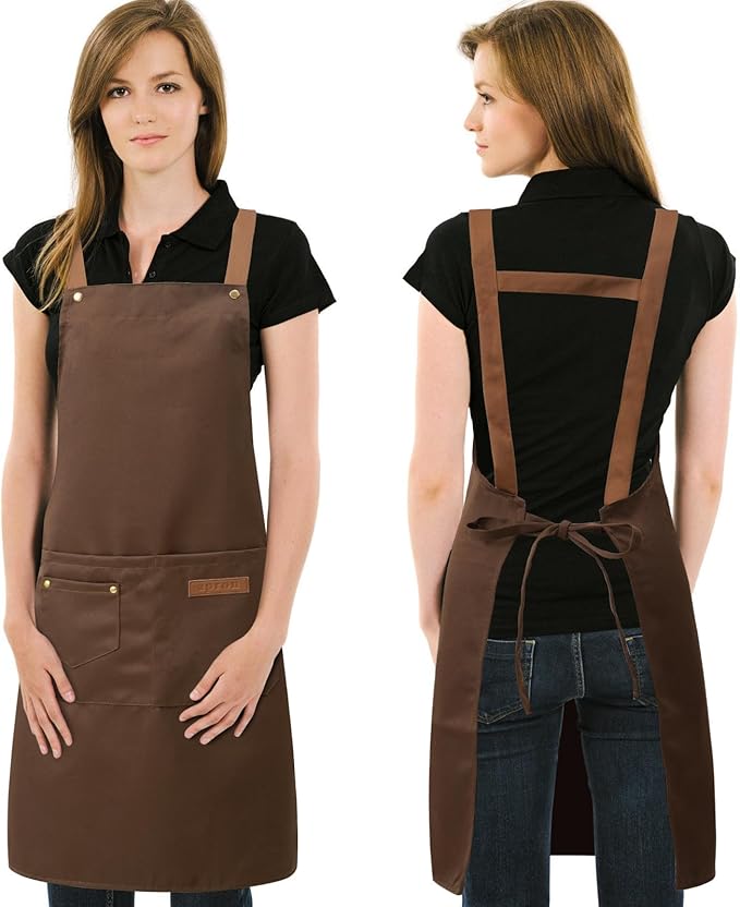 DILLMAN Art Aprons for Men Women Painting Pottery Baking, H Back Straps Waterdrop Kitchen Chef Cooking Apron with Pockets