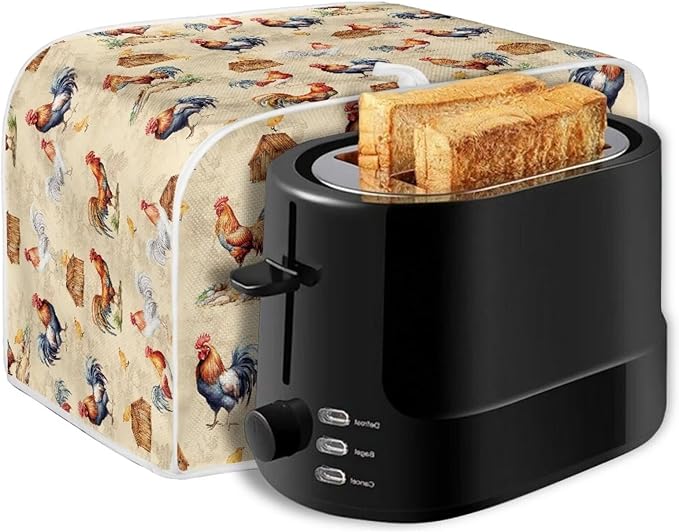 Annejudy Chicken Pattern Two Slice Toaster Cover, Kitchen Small Appliance Covers Home Table Decoration Microwave Oven Dustproof Cover Keep From Dirty Stain, Yellow