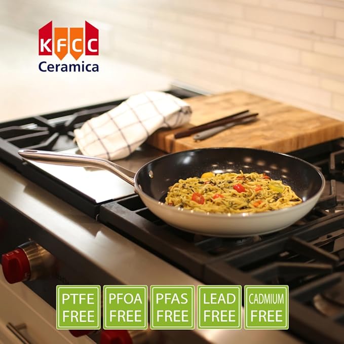 ValenCera TeChef Collection | 12" Ceramic Nonstick Frying Pan Skillet, Nontoxic - Free of PFAS, PFOA, PTFE, Made in Korea (12-in)