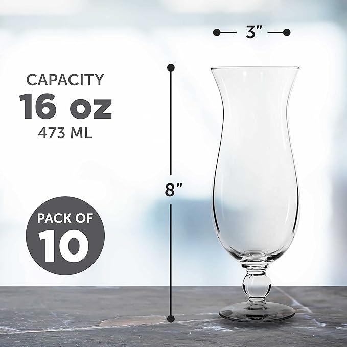 DISCOUNT PROMOS Libbey Hurricane Glasses 16 oz. Set of 12, Bulk Pack - Branded Drinkware for Cocktail, Pina Colada or Mudslide - Clear