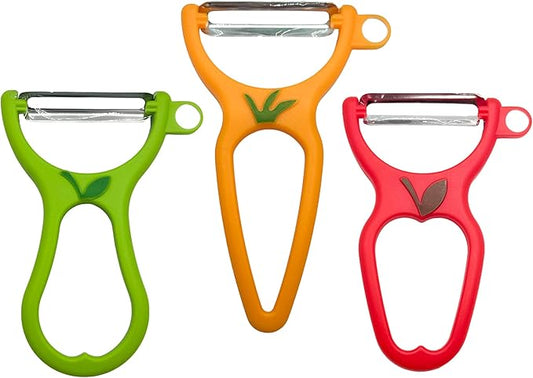Original Vegetable Shaped Peelers w/Steel Blade, Multiple Colors Available (3)