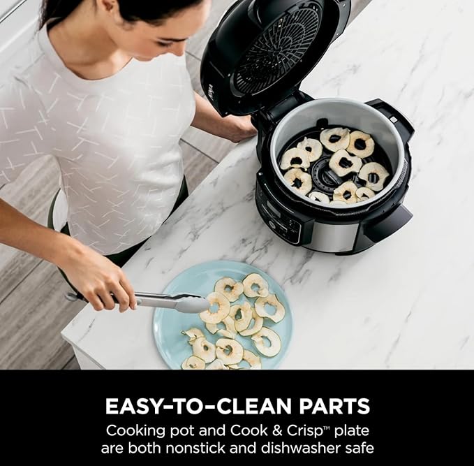 Ninja 10-in-1 5-Qt Pressure Cooker & Air Fryer Multi-Cooker, Steam, Bake/Roast, Broil, Slow Cook, Sear/Sauté & Dehydrate, Nonstick Pot, Stainless Steel, TenderCrisp Lid, Easy Clean