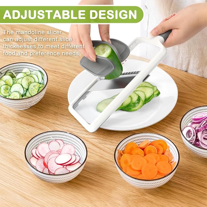 Multi Handheld Mandoline Slicer With Adjustable Stainless Steel Blade, Food Cutter Vegetables Chopper, Handy Veggie Slicer With Peeler For Speedy Slicing of Fruits And Vegetables(Grey)