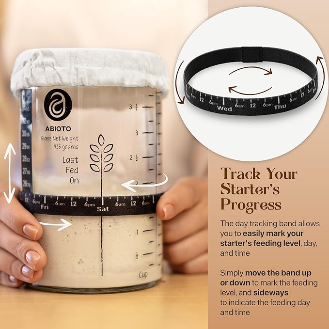 Sourdough Bread Baking Supplies and Starter Kit - Ultimate Bread Making and Sourdough Starter Kit with Proofing Baskets, 34oz Sourdough Jar, Bread Lame, Scrapers and Danish Whisk