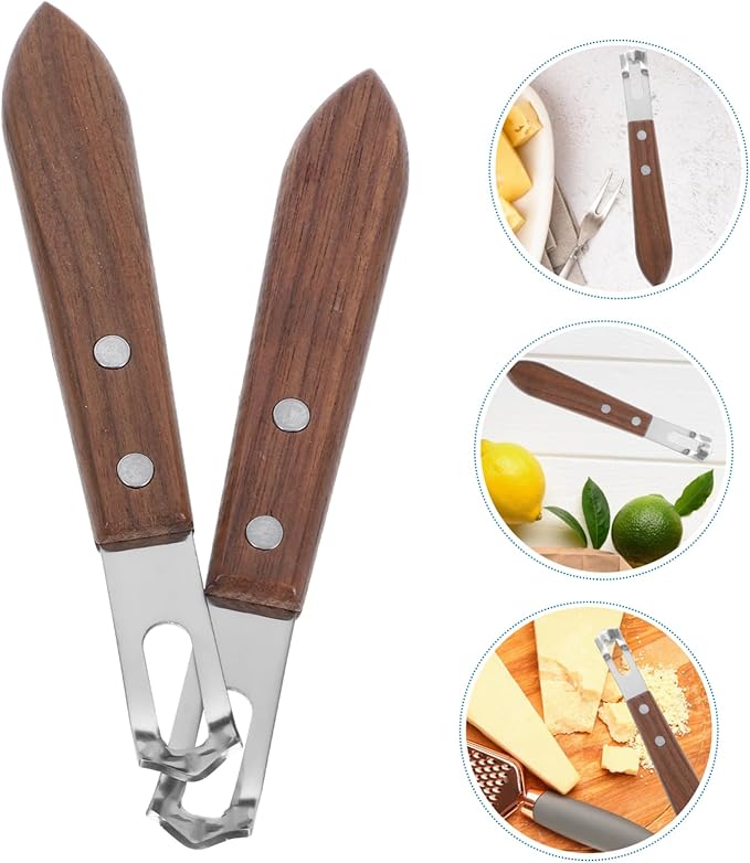 2Pcs Stainless Steel Zester Cheese Grater Ergonomic Wood Handle Versatile Fruit Vegetable Grater Kitchen Essential for Home Restaurant Use