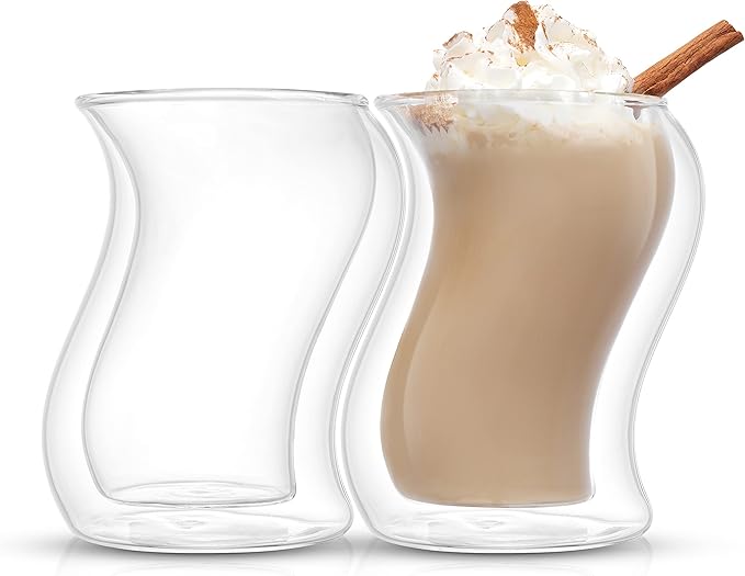 JoyJolt Pivot Double Insulated Tumblers - Set of 2 Exceptional 13.5 oz Iced Coffee Tumbler - Elegant Bar Glasses for Coffee, Tea, or Cold Beverages - 2 x 405 ml Iced Coffee Glasses for Hot Summers
