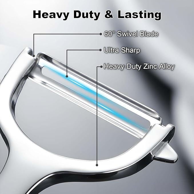 Premium Vegetable Peelers with Swivel Blade - Ultra Sharp 420 Stainless Steel Potato Apple Peeler, Ergonomic Handle & Potato Eye Remover, Dishwasher Safe
