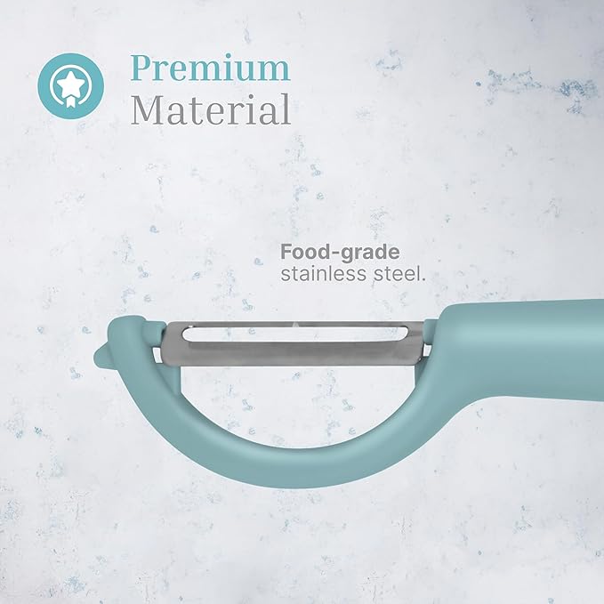 Swivel Vegetable Peeler with Built-in Eye Remover – Stainless Steel Blade with Comfortable Handle, Fruit and Vegetable Slicer, Potato and Carrot Cutter – Kitchen Tools & Accessories – Pastel Blue