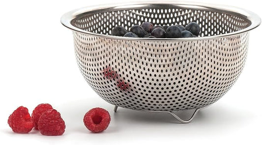 RSVP International Endurance Kitchen Collection Colander Strainer, Berry, Pierced Stainless Steel