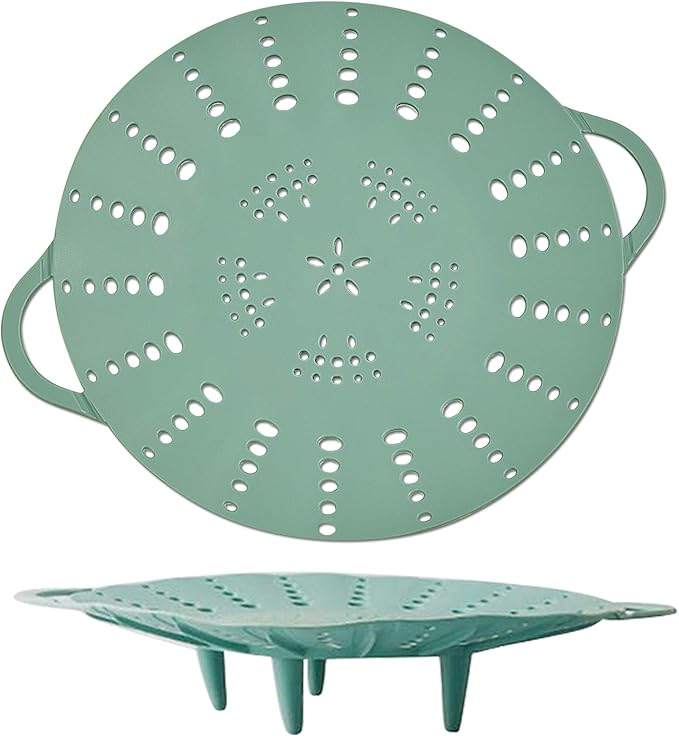 Alimat PluS 1 Pack Silicone Steamer Basket, Silicone Vegetable Steamer Basket with Handles and Strong Feets, 9.6 Inches(Excluding Handle Length)