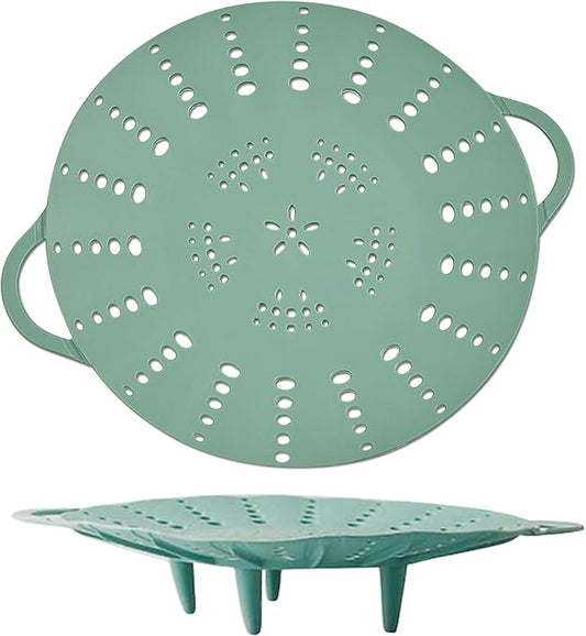 Alimat PluS 1 Pack Silicone Steamer Basket, Silicone Vegetable Steamer Basket with Handles and Strong Feets, 9.6 Inches(Excluding Handle Length)