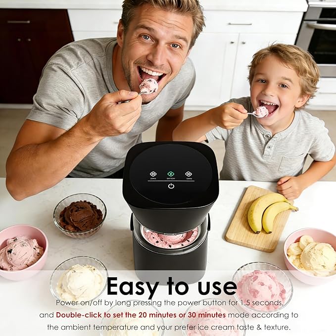 Ice Cream Maker Machine | Premium Electric Mini Maker Machine for Gelato, Sorbet & Frozen Yogurt | Low-Noise Operation, Easy to Clean
