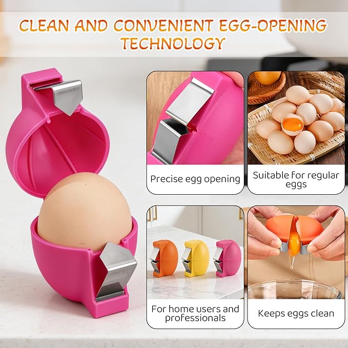 3 Pcs Egg Shell Opener,2026 New Egg Shell Opener, Stainless Steel Egghell Breaker,Multifunctional Egg hell Opener,Easy Shell Egg Opener,Kitchen Gadgets
