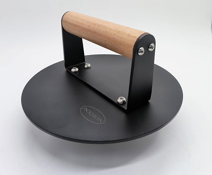 Kitchen Tools Smashed Burger Press 3 lbs Heavy-Duty Smash Bacon Press Equipped with Heat-Resistant Wooden Handle (8INCH)