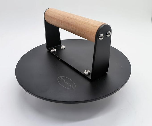 Kitchen Tools Smashed Burger Press 3 lbs Heavy-Duty Smash Bacon Press Equipped with Heat-Resistant Wooden Handle (8INCH)
