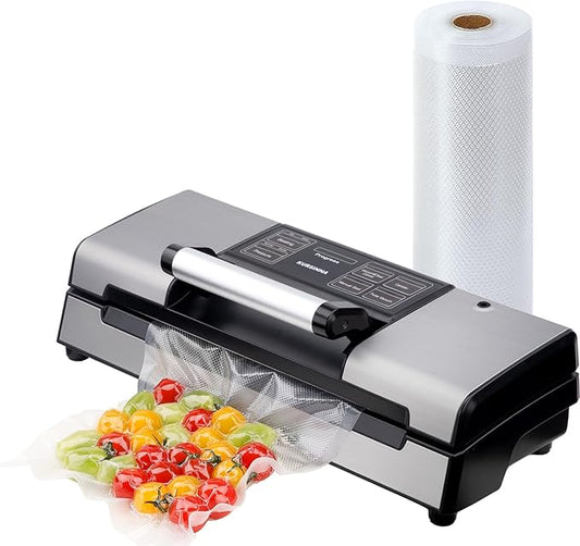 Vacuum Sealer Machine, 8 in 1 Multi-function Dry/Moist Modes For Food Preservation, Powerful Food Sealer with Built-in Cutter and Bag Storage | VS5738