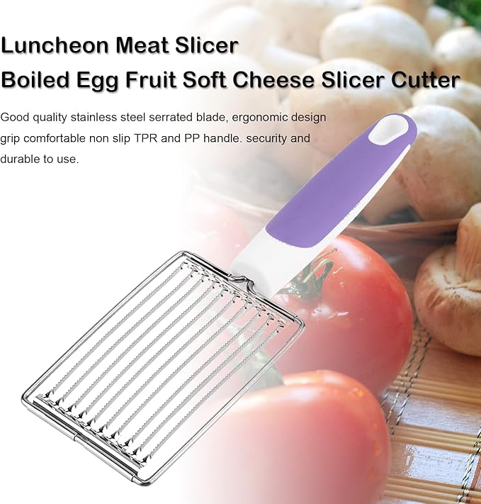 ASHATA Luncheon Meat Cutter, Cheese & Potato Slicer, Stainless Cutter with Handle for Egg Ham Fruit Tomato, Cutting Evenly Thick , Food Cutting Tool for Kitchen ()