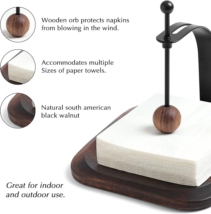 Napkin Holder for Table, Wood Napkin Holders for Paper Napkins, Cocktail Napkin Holder, Suitable for Kitchen, Restaurant, Bar, Office, Parties, Home Décor, Hotel, Cafe (South American black walnut)
