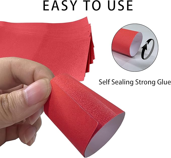 NATURALABEL 2000 PCS Paper Napkin Rings with Box, Self-Adhesive Napkin Bands, for Family Reunion, Birthday Party, Wedding, Celebration (Red)