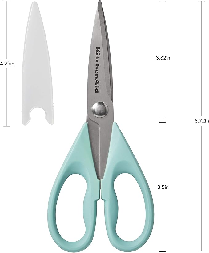 KitchenAid All Purpose Shears with Protective Sheath, 8.72-Inch, Aqua Sky & KE112OHAQA Classic Euro Peeler, One Size Aqua Sky 2