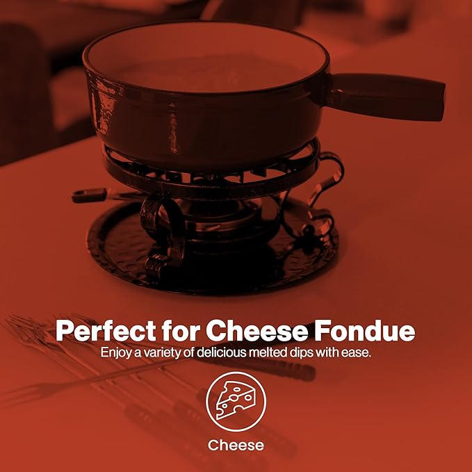Swissmar Lugano Cast Iron Cheese Fondue Pot Replacement, 2 QT / 2 L – Compatible with Swissmar Lugano Fondue Sets – Ideal for Melting Cheese, Chocolate, & Caramel – Matte Black
