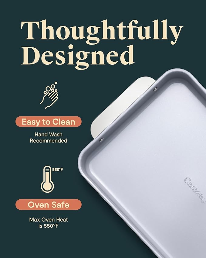 Caraway Non-Stick Ceramic 9”x13” Rectangle Pan - Naturally Slick Ceramic Coating - Non-Toxic, PTFE & PFOA Free - Perfect for Brownies, Lasagnas, and More - Navy