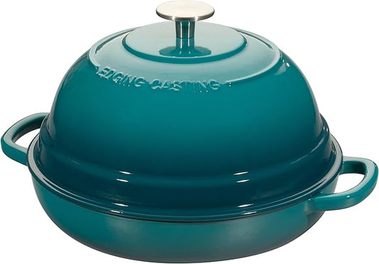 EDGING CASTING Enameled Cast Iron Dutch Oven Pot with Lid, Round Bread Oven for Homemade Sourdough Bread Baking, 6 Quart, Darkcyan