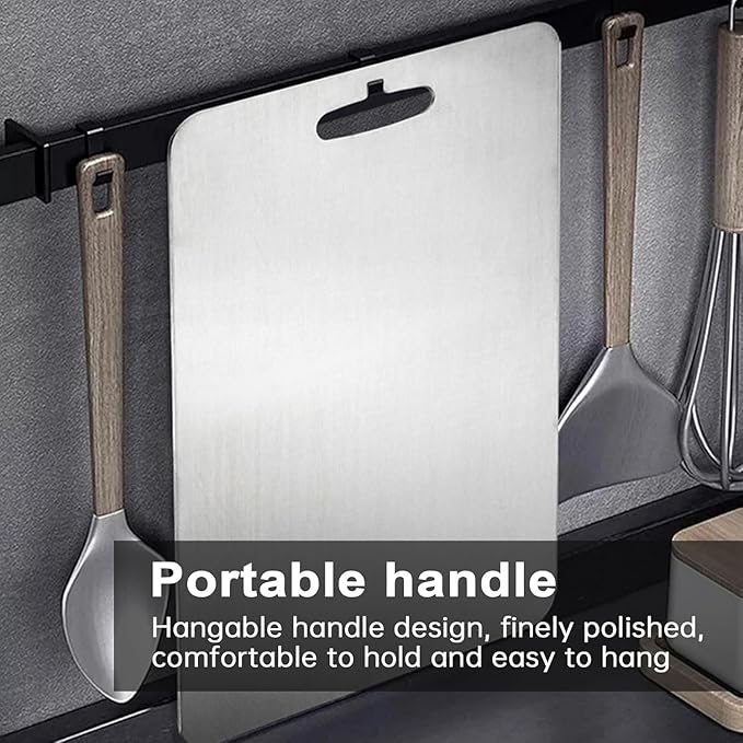 Titanium Cutting Board for Kitchen Set of 2/3 - Double Sided Food Grade Chopping Board for Meat, Hangable Design, Easy to Clean for Meat Fruit & Vegetable Various Cooking (S+M+L(3PCS))