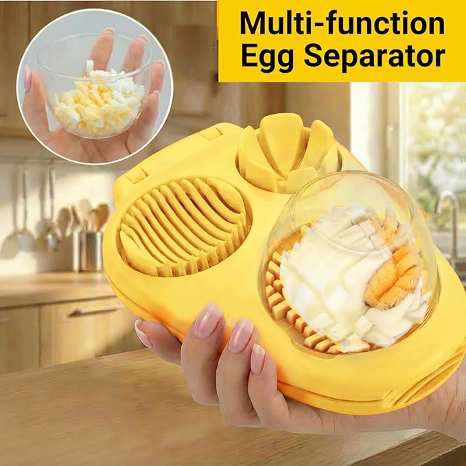2 Pack Yellow Heavy Duty Egg Slicer with 3 Cutting Modes, Stainless Steel Egg Cutter for Hard Boiled Eggs, Mushroom, Grape, Strawberry, Kitchen Dicer Tool, Send Goods From Local Warehouse