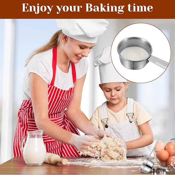 4 Pcs 1/4 Cup Scoop,1/4 Cup Measuring Cups Stainless Steel, 60ml Liquid Coffee Measuring Cups for Coffee Cooking Baking Kitchen Wet and Dry Ingredients