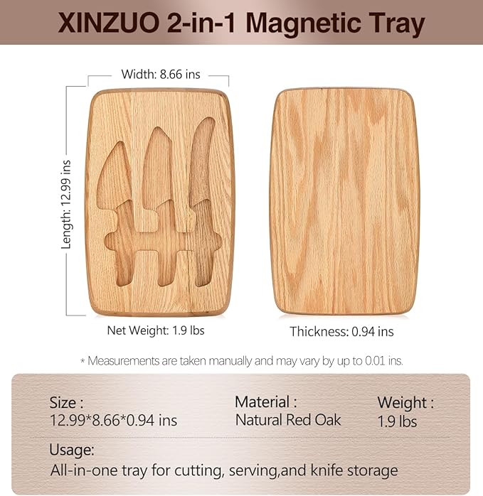 XINZUO Cheese Knife Set with In-Drawer Block, 4-Piece for Charcuterie Board,Hard Cheese Knife-Parmesan Cheese Knife,German Stainless Steel,Red Sandalwood Handle