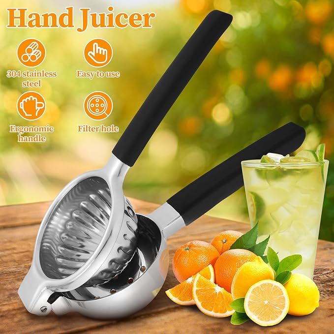 Lemon Manual Squeezer Easy to Use Lime Juicer 304 Stainless Steel Citrus Juicer Press Ergonomic Manual Squeezer Multipurpose Squeezing Tool for Kitchen Orange Lemon Lime