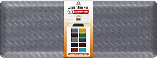 4/5 Inch Extra Thick Kitchen Mats for Floor,Non Slip Anti Fatigue Kitchen Rugs,Waterproof Stain Resistant Sink Mat,Cushioned Standing and Comfort Mats for Office (17"x47" Grey)