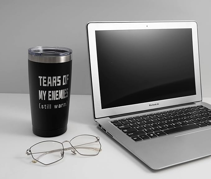 ARIABLE Tears Of My Enemies - Best Gifts for Men, Him, Dad, Husband, Son, Boyfriend, Coworker, Boss - Perfect Sarcastic Birthday - Military Gift for Veterans - 20 Oz Engraved Tumbler, Black