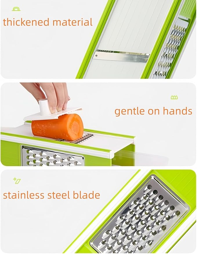 Safe Mandoline Slicer for Kitchen, Vegetable Slicer Multi Blade Potato Chip,Julienne Shredder and peeler Sliced/coarse/fine/flat wire, no Need to Change Blades For Small Job In Kitchen
